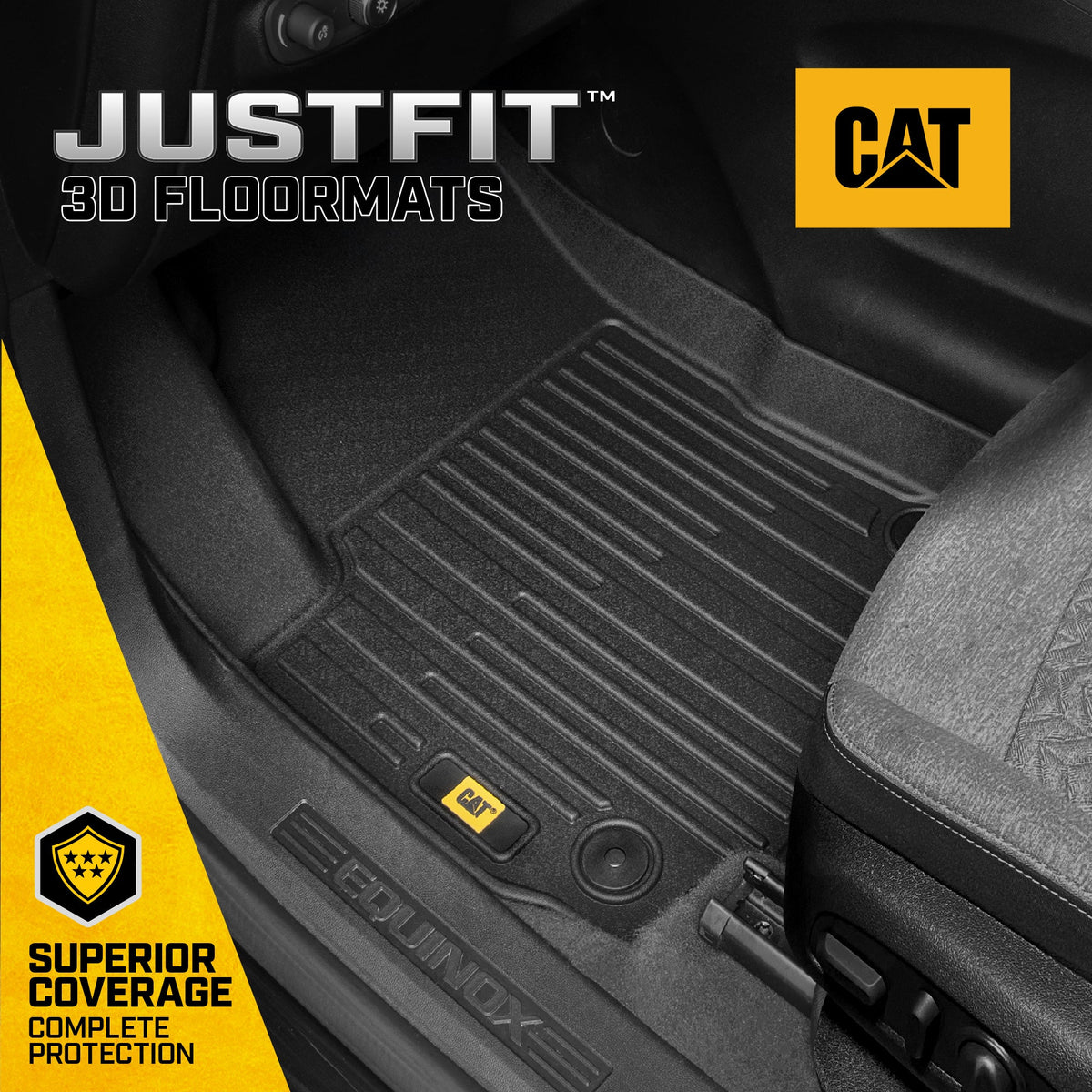 CAT® JustFit™ 3D Custom Fit Floor Mats for Chevy Equinox GMC Terrain 2019 2020 2021 2022 2023 2024 - Heavy Duty Floor Liner Protection Laser Measured, Chevy Equinox Accessories, GMC Terrain Accessories Car Liner