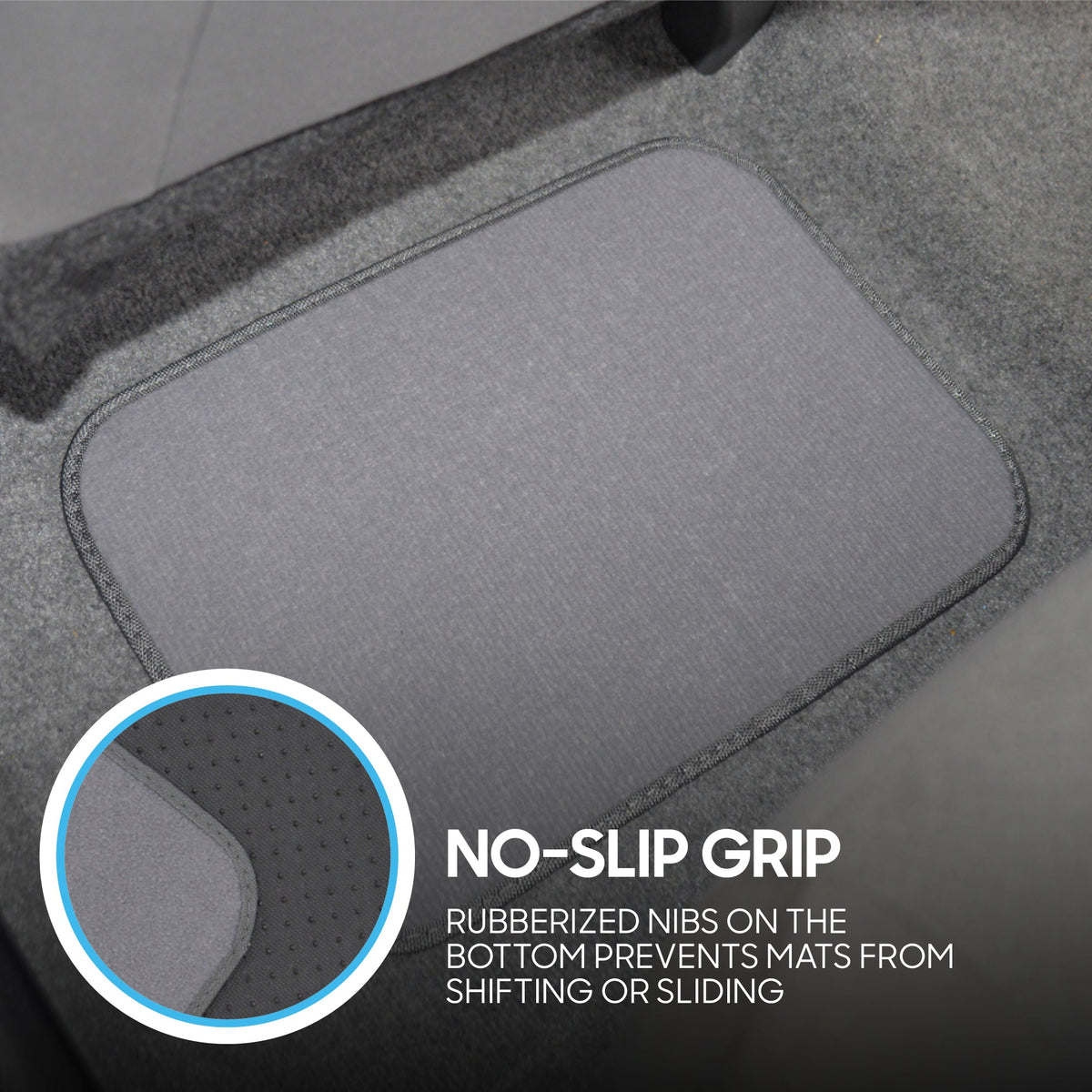 BDK 4-Piece Premium Carpet Non-Slip Heel Pad Front Floor Mats and Rear Floor Mats