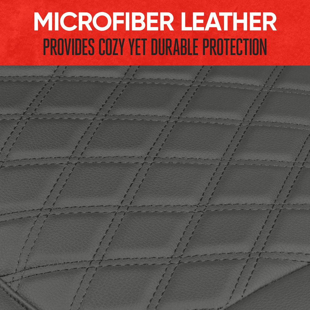 MotorTrend 2-Pack Padded Faux Leather Diamond Stitched Seat Covers with Front Storage Pockets