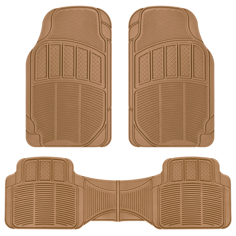 BDK 3-Piece Square Heel Pads Front Floor Mats and Rear Floor Mats - Heavy Duty, All Weather, Trim to Fit