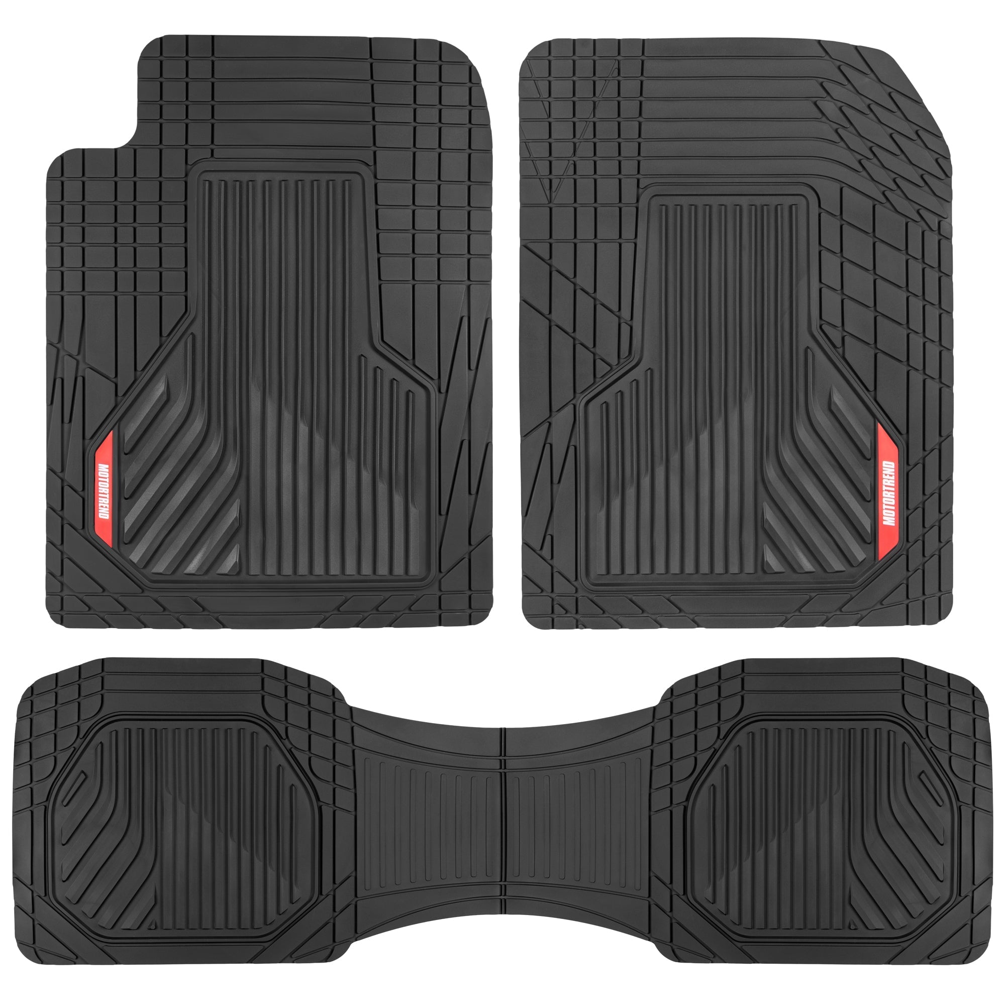 MotorTrend 3-Piece Raised Ridge Multi-Channel Front Floor Mats and Rear Floor Mat - Heavy Duty, All Weather, Trim to Fit