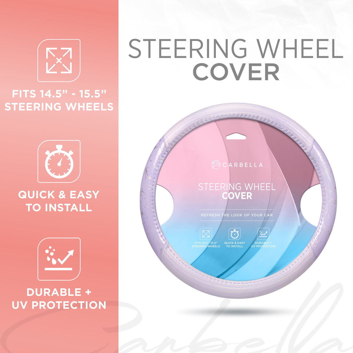 Carbella Holo Crackle Steering Wheel Cover (Fits 14.5" - 15.5")