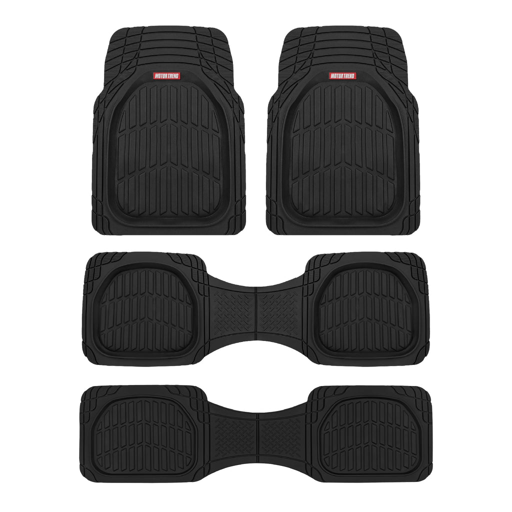 MotorTrend 4-Piece 3-Rows FlexTough Deep Dish Front Floor Mats, Middle Floor Mats, and Rear Floor Mat