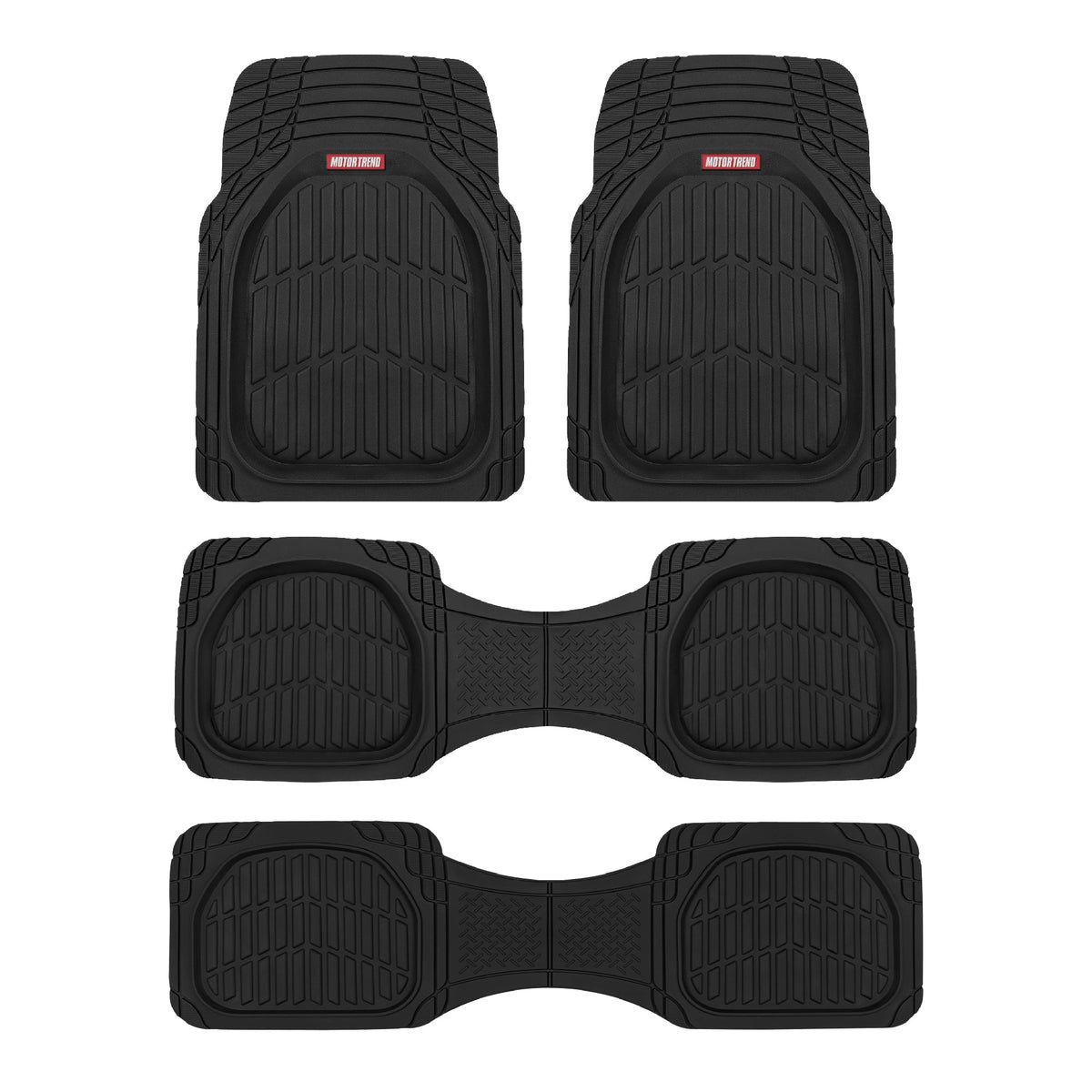 MotorTrend 4-Piece 3-Rows FlexTough Deep Dish Front Floor Mats, Middle Floor Mats, and Rear Floor Mat