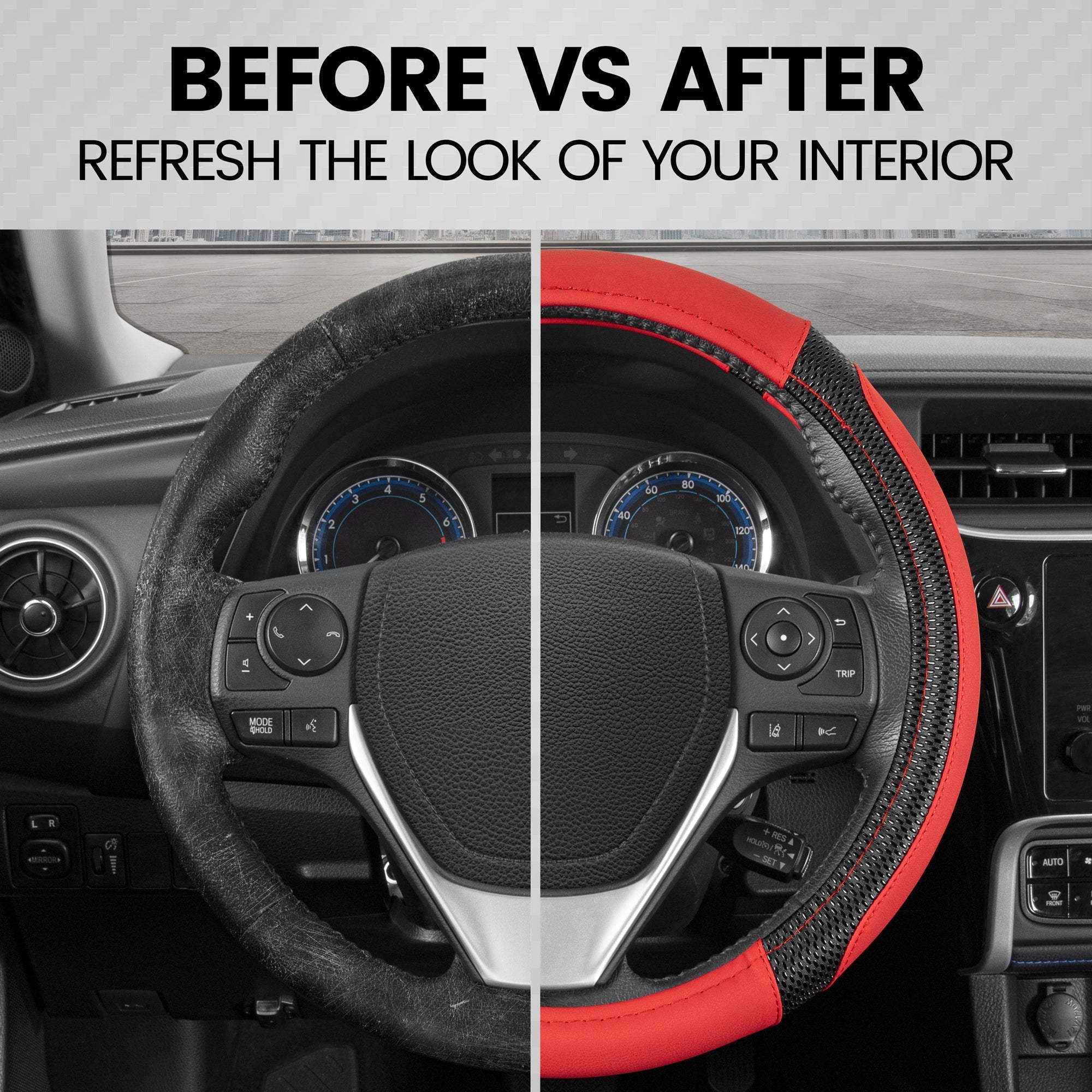 MotorTrend GripTech Enhanced Traction Steering Wheel Cover (Fits 14.5" - 15.5")