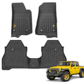 Cat® JustFit™ 3D Floor Mats for Jeep Gladiator (JL) 2020-2026, All Weather Custom Fit Jeep Gladiator Floor Liners with Extended Coverage Design, Jeep Gladiator Car Floor Mats (Full Set Front & Rear)