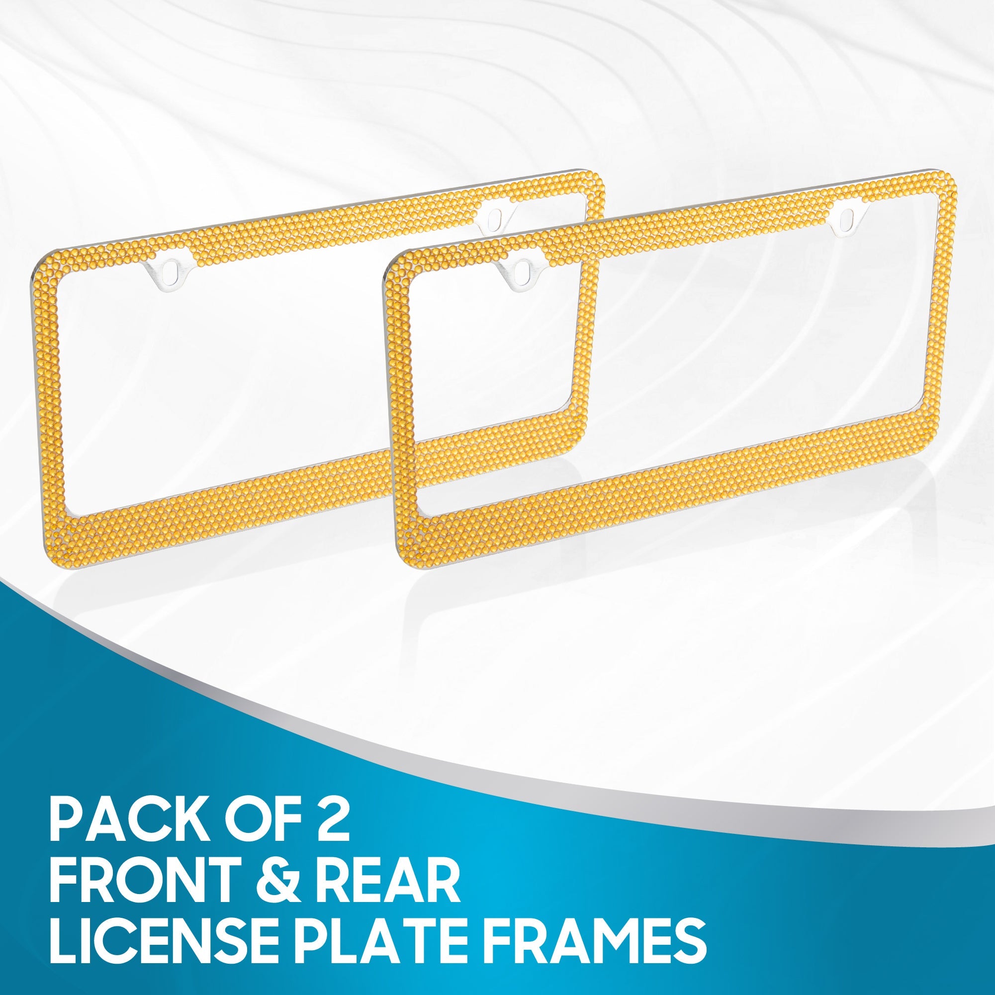 Chrome Plated Rust-Proof Die-Cast Stainless Metal License Plate Frame/Holder Universal Size - Blank Metal Design (Pack of 2)