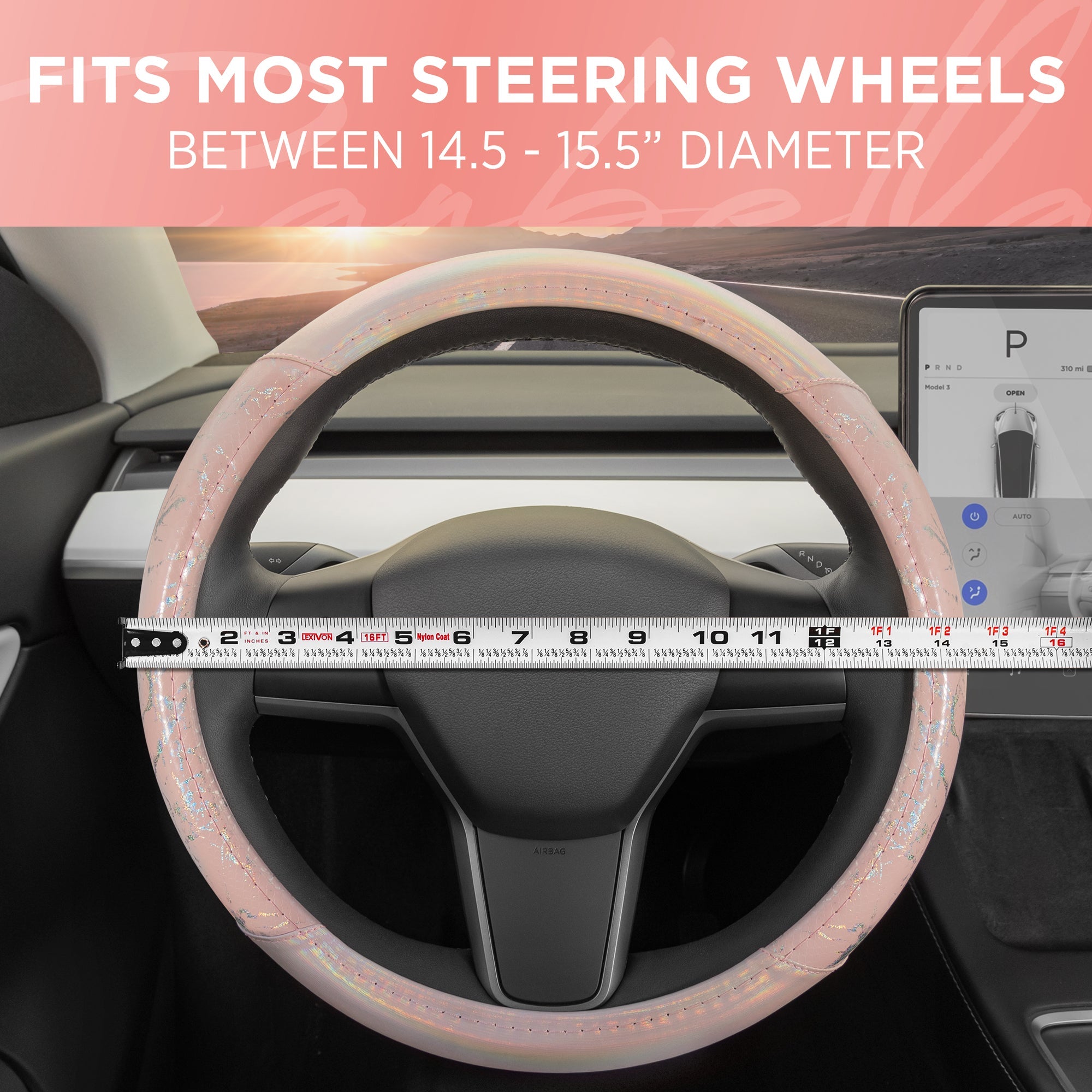 Carbella Holo Crackle Steering Wheel Cover (Fits 14.5" - 15.5")