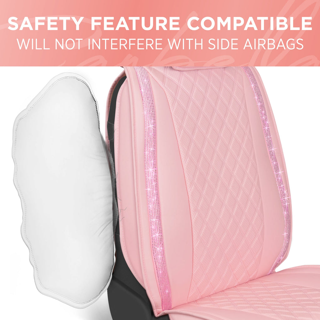 Carbella 2-Pack CrystalClear Luxurious Leatherette Front Seat Covers with Crystals