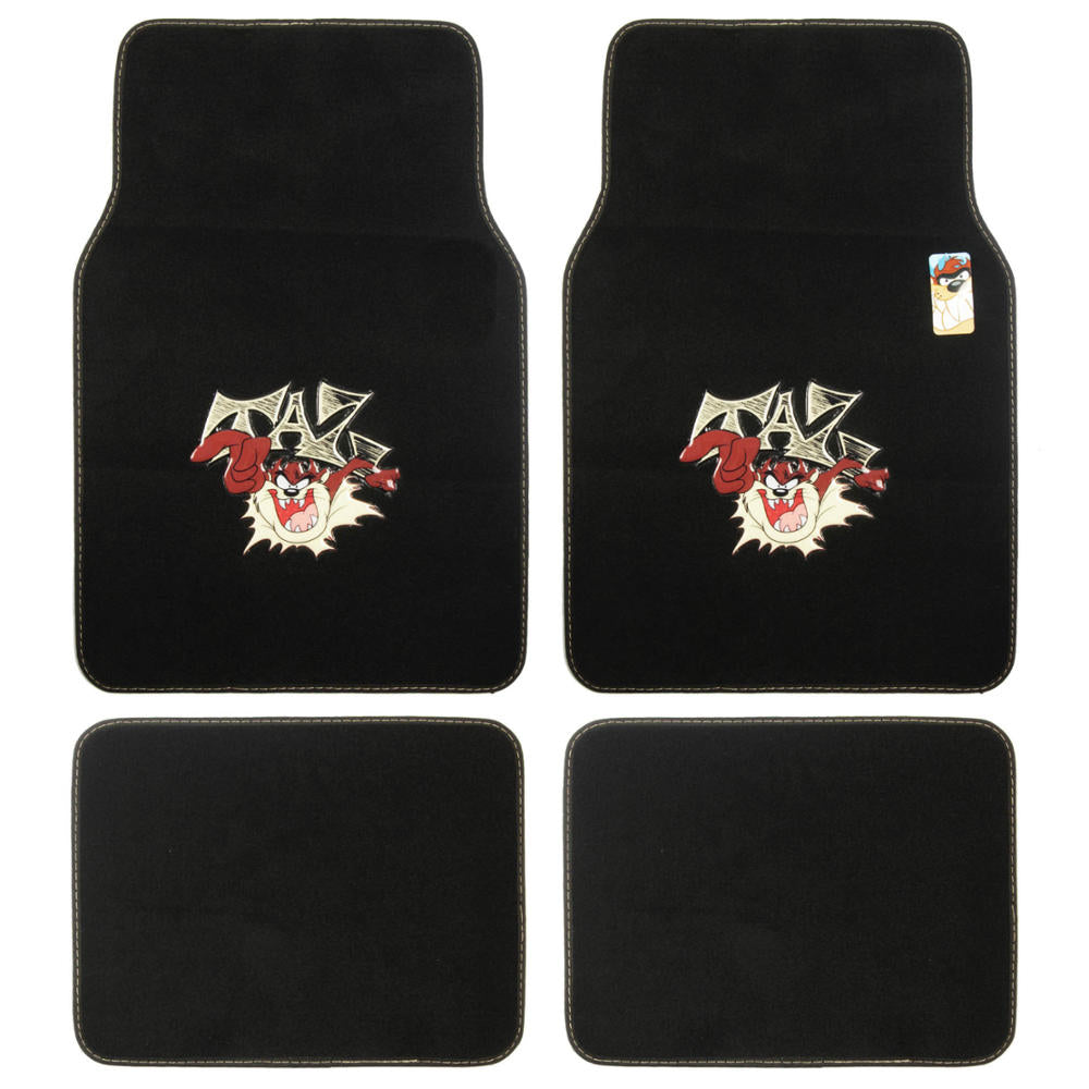Warner Bros Looney Tunes 4-Piece Tazmanian Devil Front Floor Mats and Rear Floor Mats