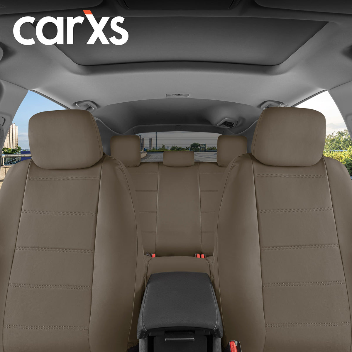 BDK 9-Piece Premium Faux Leather Front Seat Covers and Rear Seat Covers