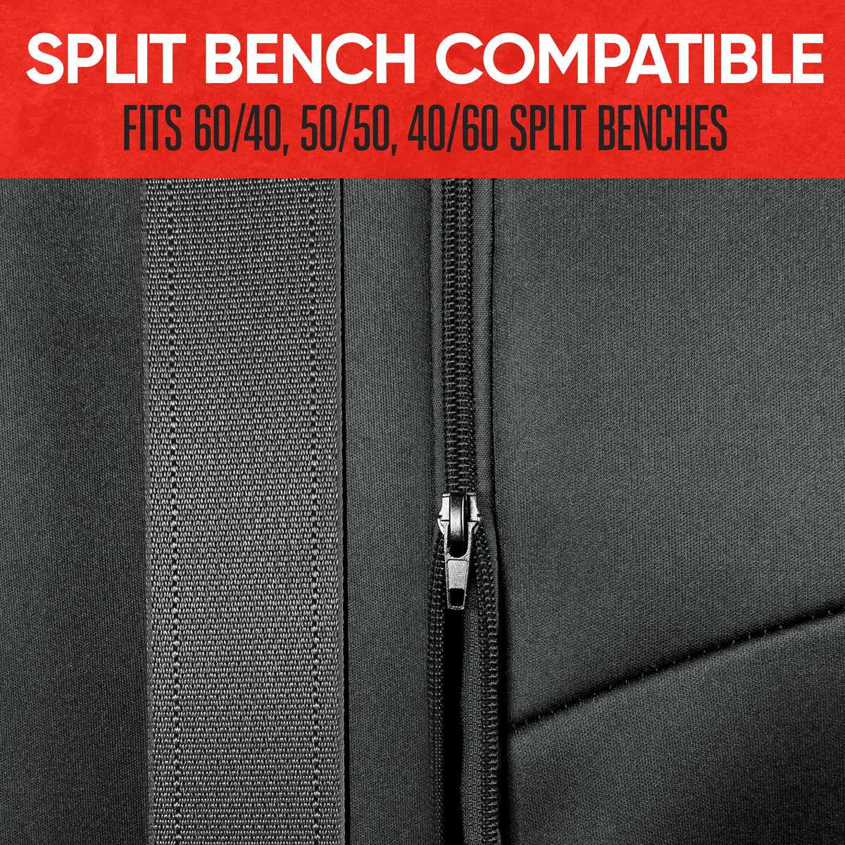 Motor Trend SpillGuard Waterproof Rear Bench Car Seat Cover, All Charcoal Stitching – Split Bench Rear Seat Protector with Neoprene Padding, Back Seat Cover for Kids & Dogs, Car Interior Covers