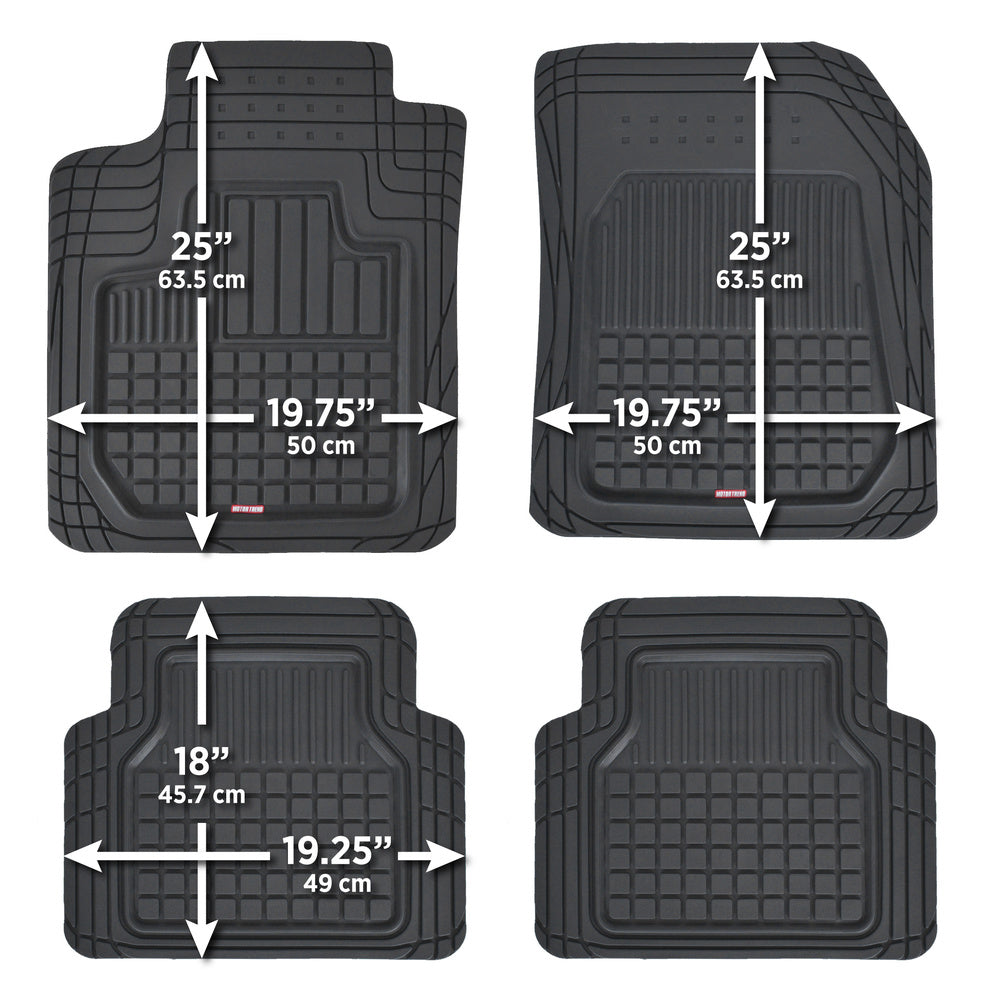 MotorTrend 4-Piece FlexTough Deep Dish Hybrid Groove Front Floor Mats and Rear Floor Mats - Heavy Duty, All Weather, Trim to Fit