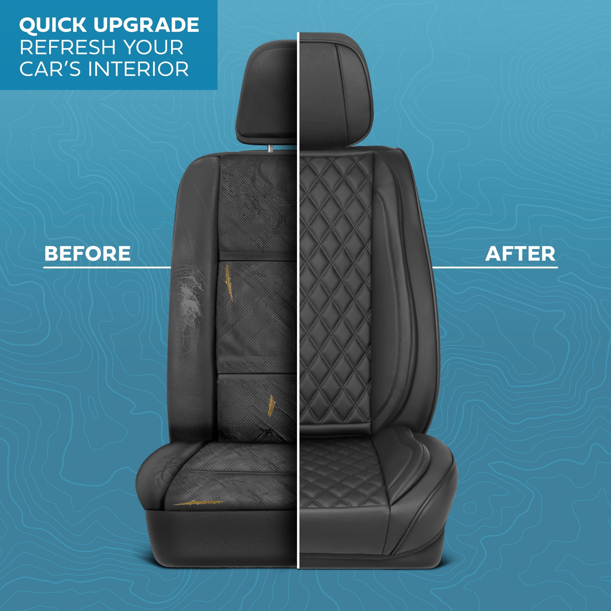 MotorBox Elite Edition Faux Leather Seat Covers for Cars, Trucks, & SUV - 2 Black Car Seat Covers for Front Seats - Universal Fit Car Accessories Automotive Interior Cover Protector for Most Vehicles