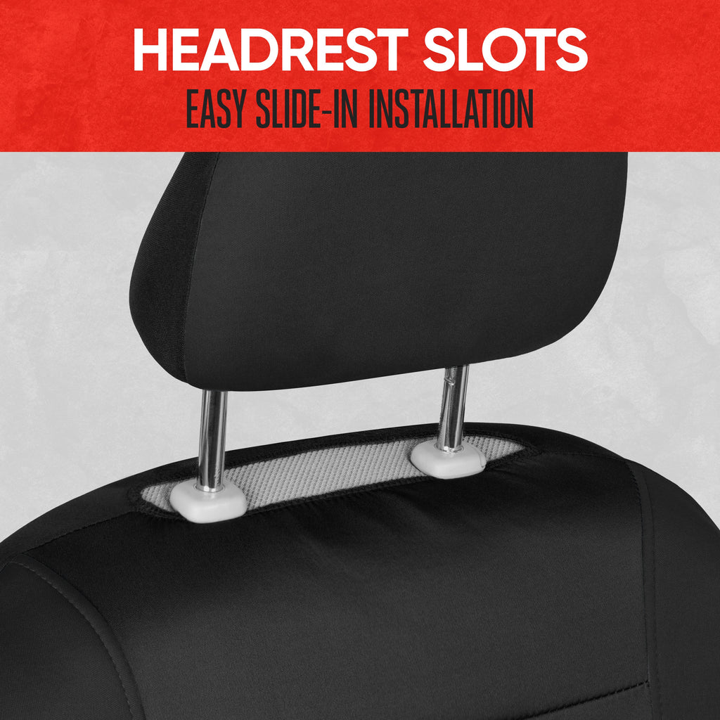 Motor Trend Black Cloth Car Seat Covers for Front Seats – Premium Automotive Bucket Seat Covers, Made for Vehicles with Removable Headrests, Interior Covers for Car Truck Van SUV