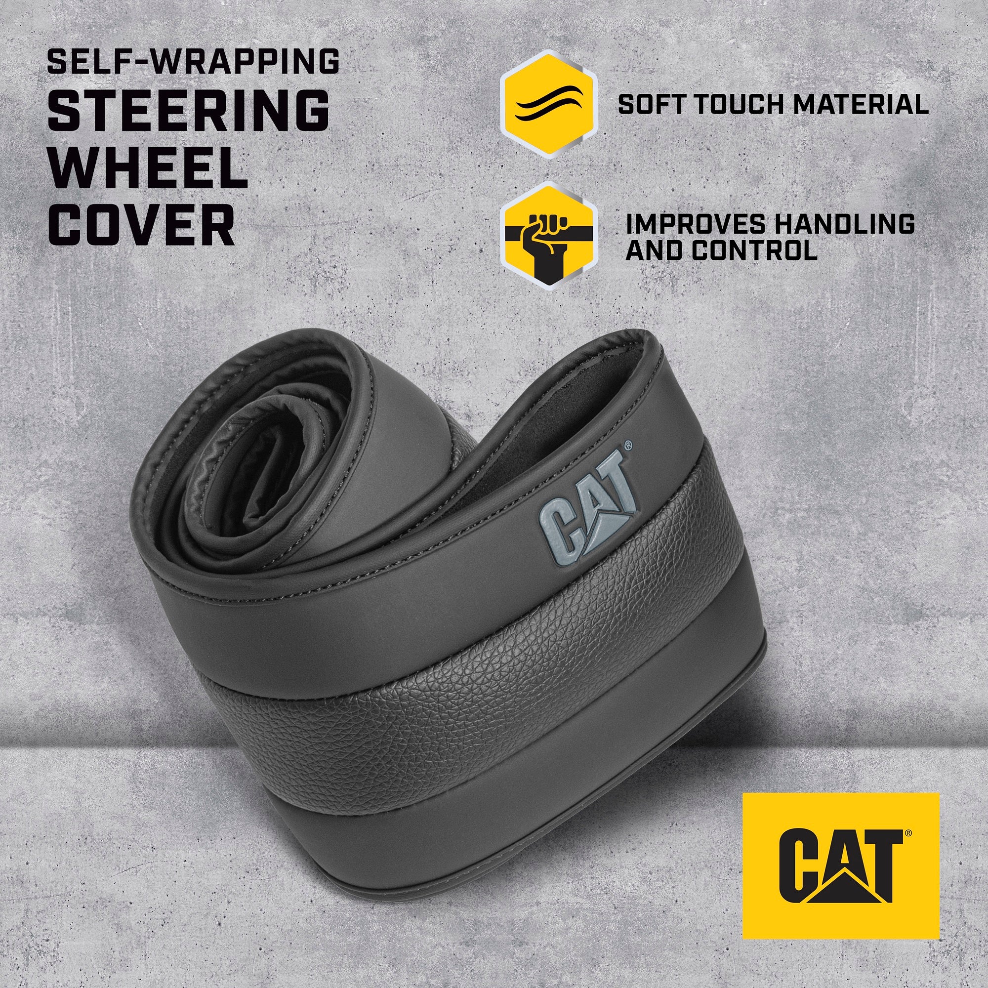 CAT EasyWrap Faux Leather Steering Wheel Cover (Fits 14.5" - 15.5")