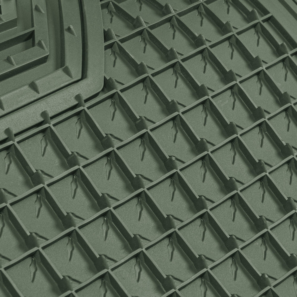 CAT 4-Piece Two-Tone Metallic-Look Front Floor Mats and Rear Floor Mats - Heavy Duty, All Weather, Trim to Fit