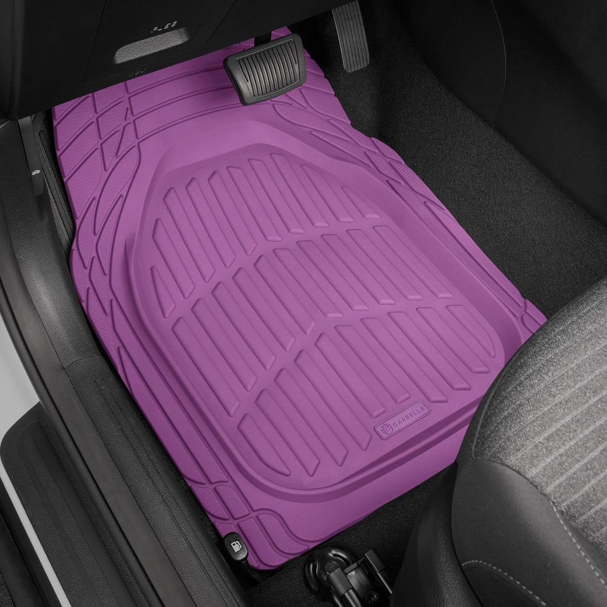 Car Floor Mats - FlexTough Deep Dish Rubber All Weather Protection for Cars SUV Trucks Beige Automotive Accessories