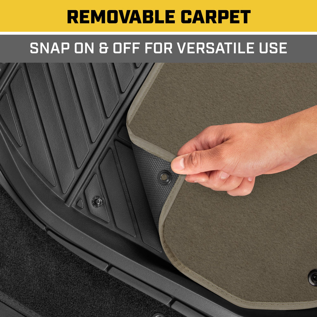 CAT 4-Piece Detachable Carpet Deep Dish Front Floor Mats and Rear Floor Mats - Heavy Duty, All Weather, Trim to Fit
