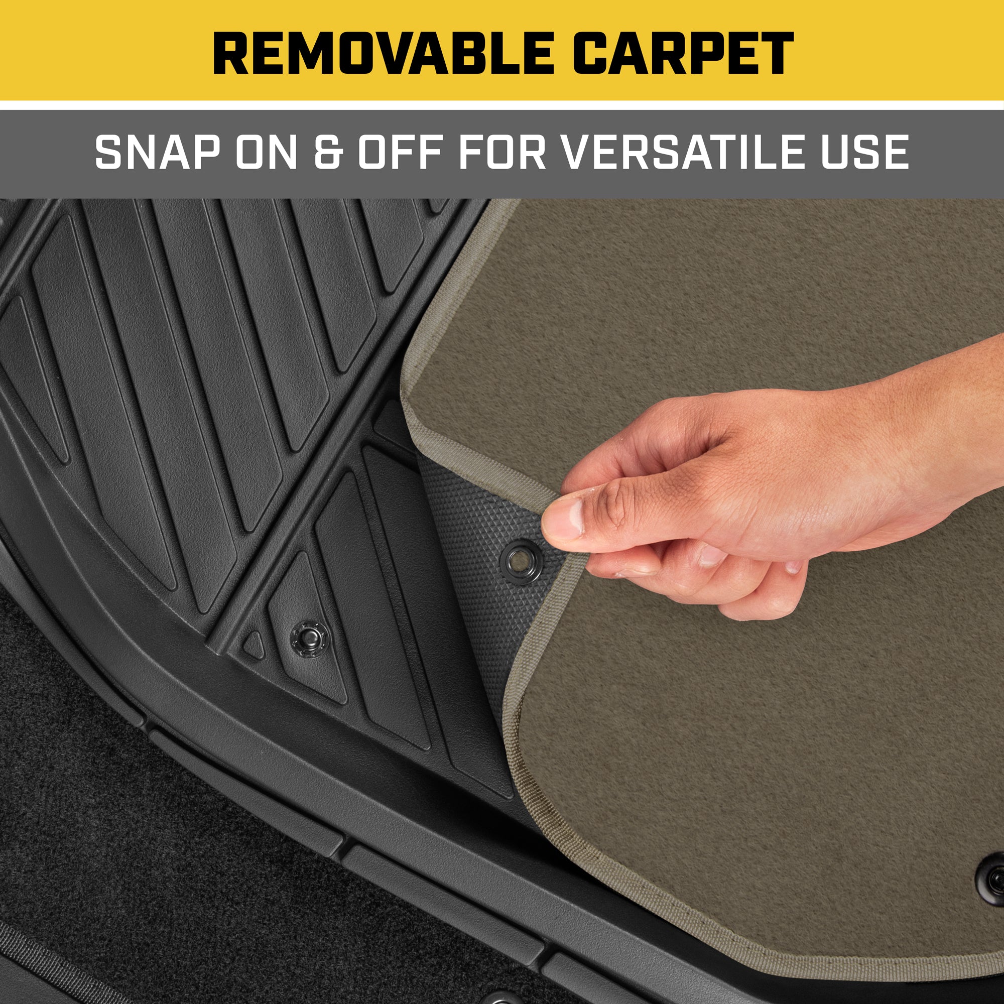 CAT 4-Piece Detachable Carpet Deep Dish Front Floor Mats and Rear Floor Mats - Heavy Duty, All Weather, Trim to Fit