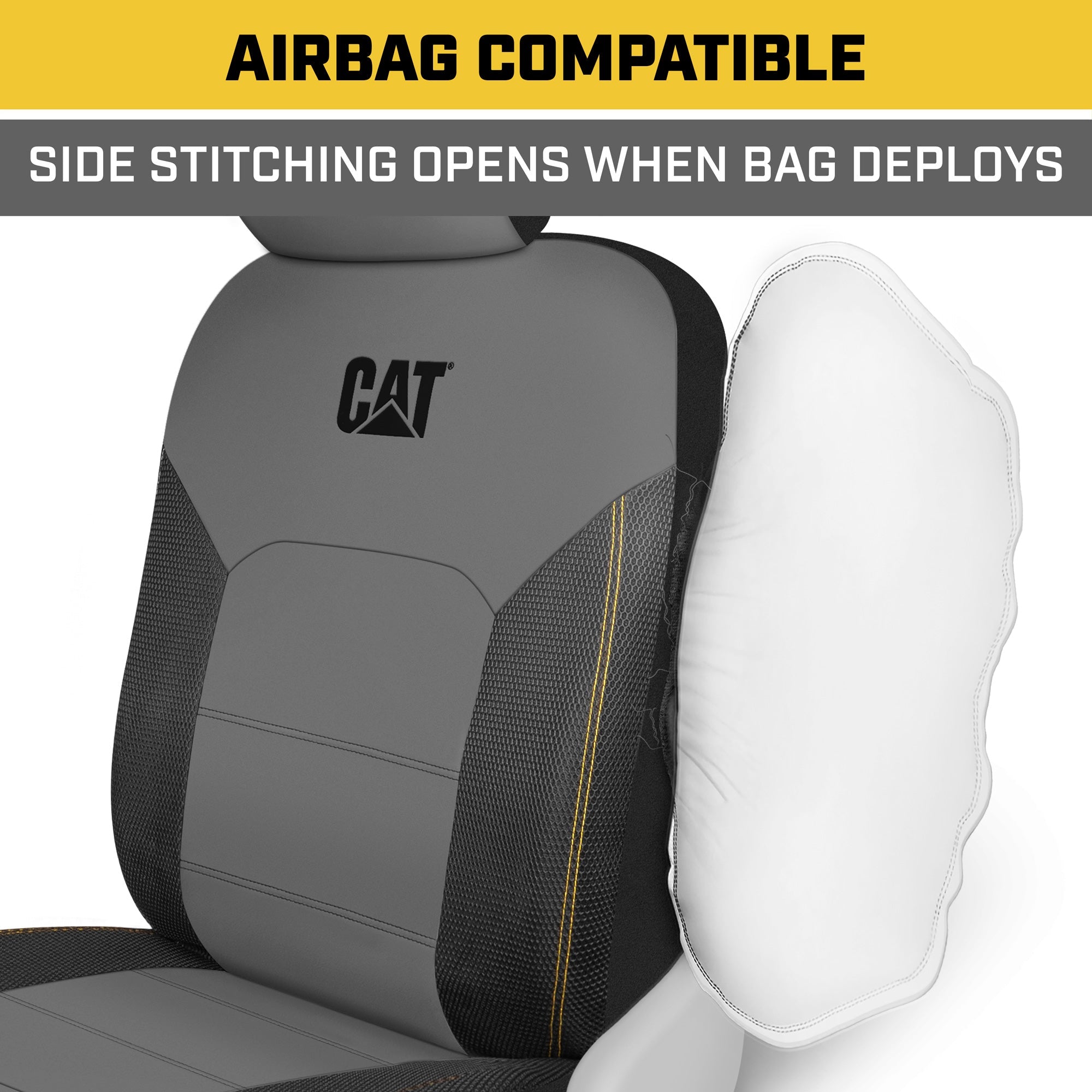 CAT 2-Pack FlexHybrid PU Leather Mesh Breathable Front Seat Covers
