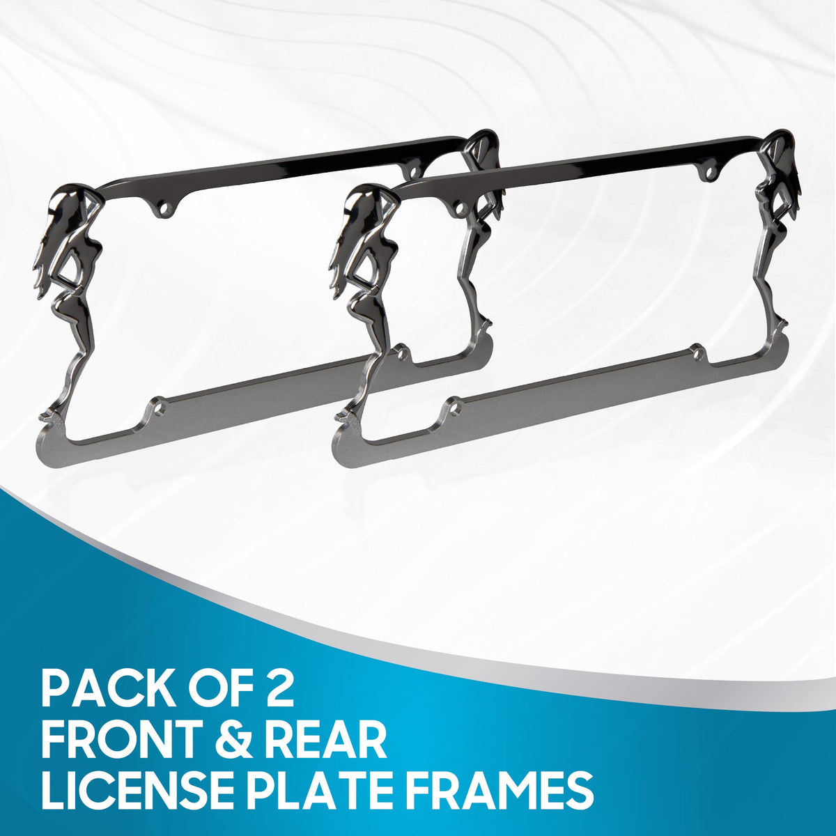 BDK Die-Cast Stainless Metal License Plate Frame/Holder Universal Size - Blank Metal Design (Pack of 2)