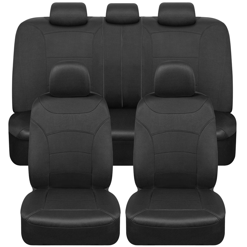 BDK Two-Tone Turismo Front Car Seat Covers and Split Rear Seat Seat Covers - Black/Black