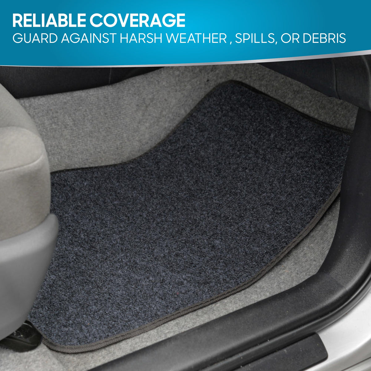 BDK 4-Piece Premium Carpet Non-Slip Heel Pad Front Floor Mats and Rear Floor Mats