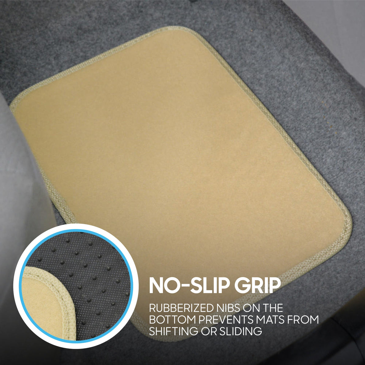 BDK 4-Piece Premium Carpet Non-Slip Heel Pad Front Floor Mats and Rear Floor Mats