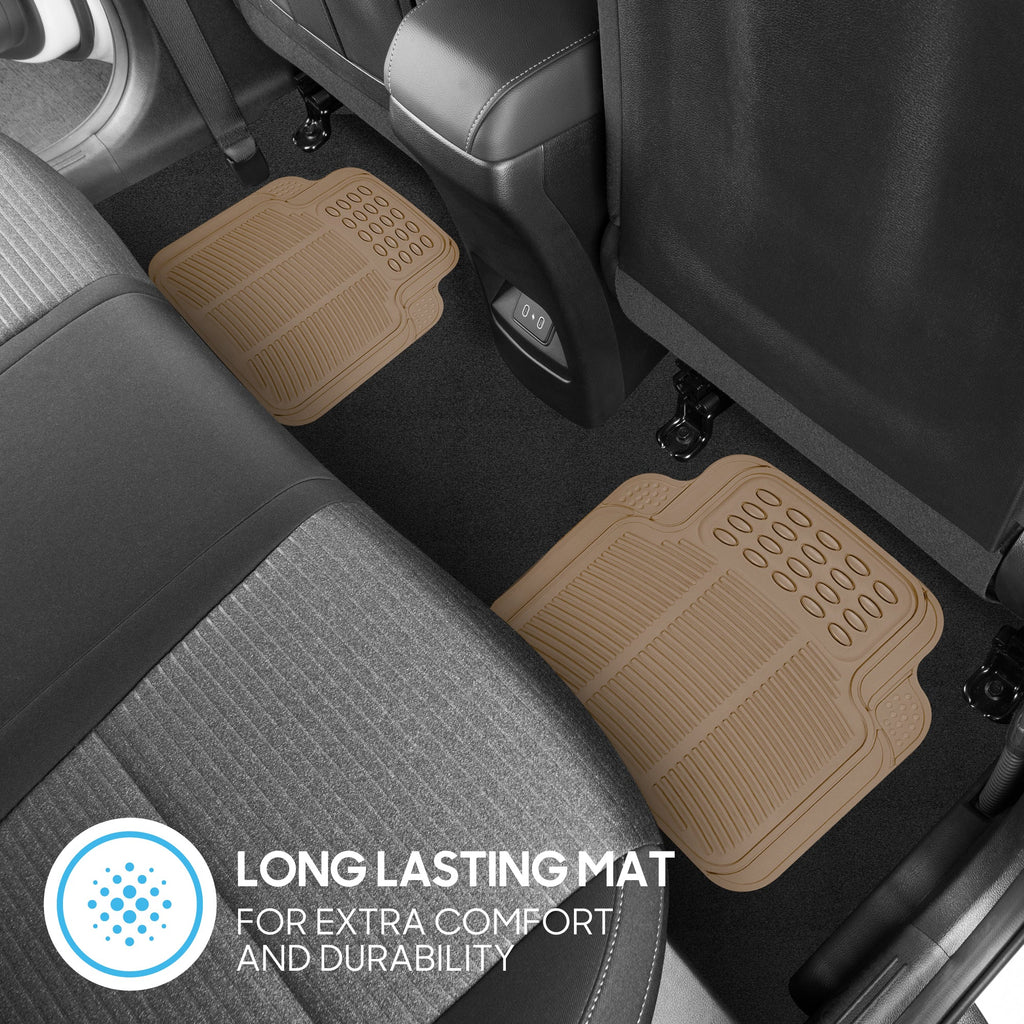 BDK 4-Piece Cushioned Grip Pad Front Floor Mats and Rear Floor Mats - Heavy Duty, All Weather, Trim to Fit