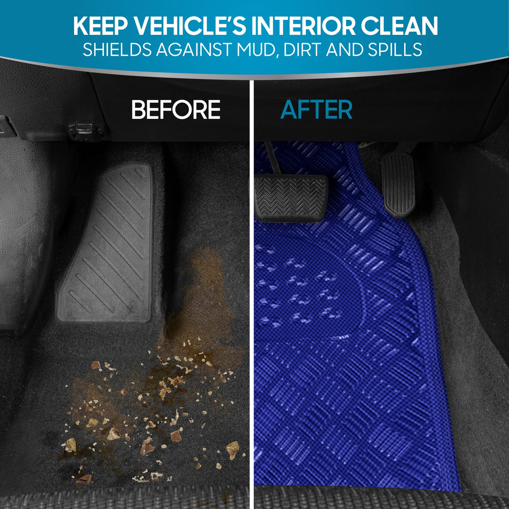 BDK 3-Piece Translucent Metallic-Look Front Floor Mat and Rear Floor Mat - Heavy Duty, All Weather