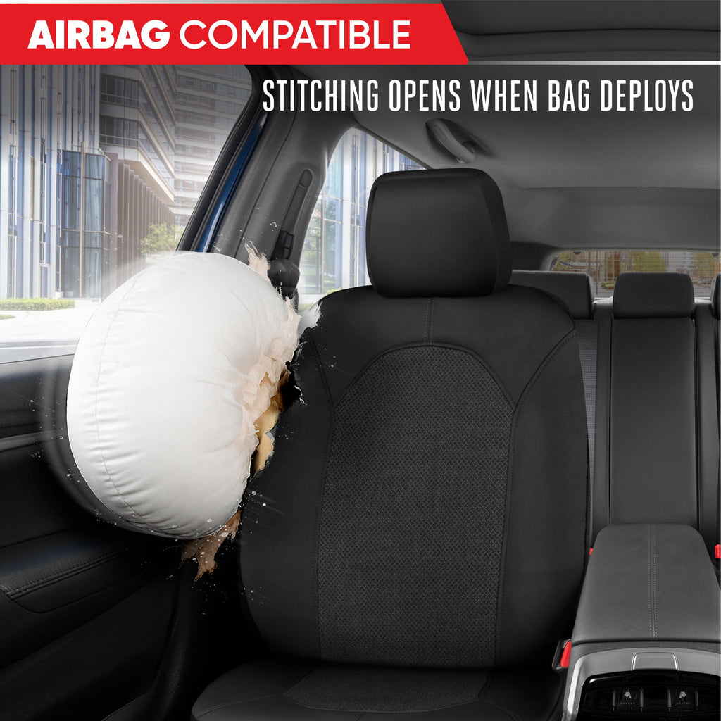 Motor Trend Black Car Seat Covers Set - 2 Front Seats – Spill-Proof Neoprene CarSeat Cover Protector for Cars – Automotive Car Accessories Interior Covers for SUV & Small Trucks – Semi Universal Fit