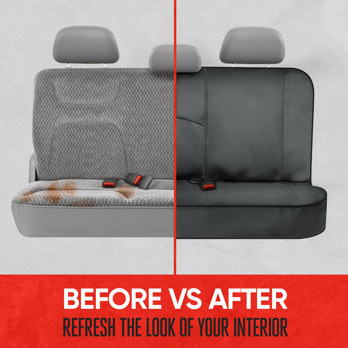 Motor Trend SpillGuard Waterproof Rear Bench Car Seat Cover, All Charcoal Stitching – Split Bench Rear Seat Protector with Neoprene Padding, Back Seat Cover for Kids & Dogs, Car Interior Covers