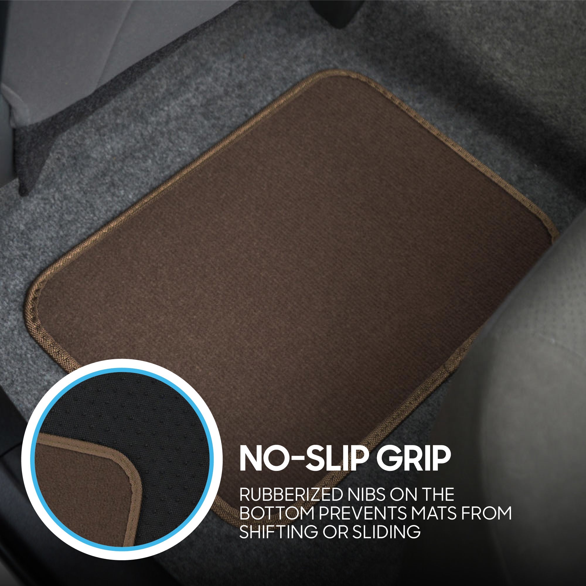 BDK 4-Piece Premium Carpet Non-Slip Heel Pad Front Floor Mats and Rear Floor Mats