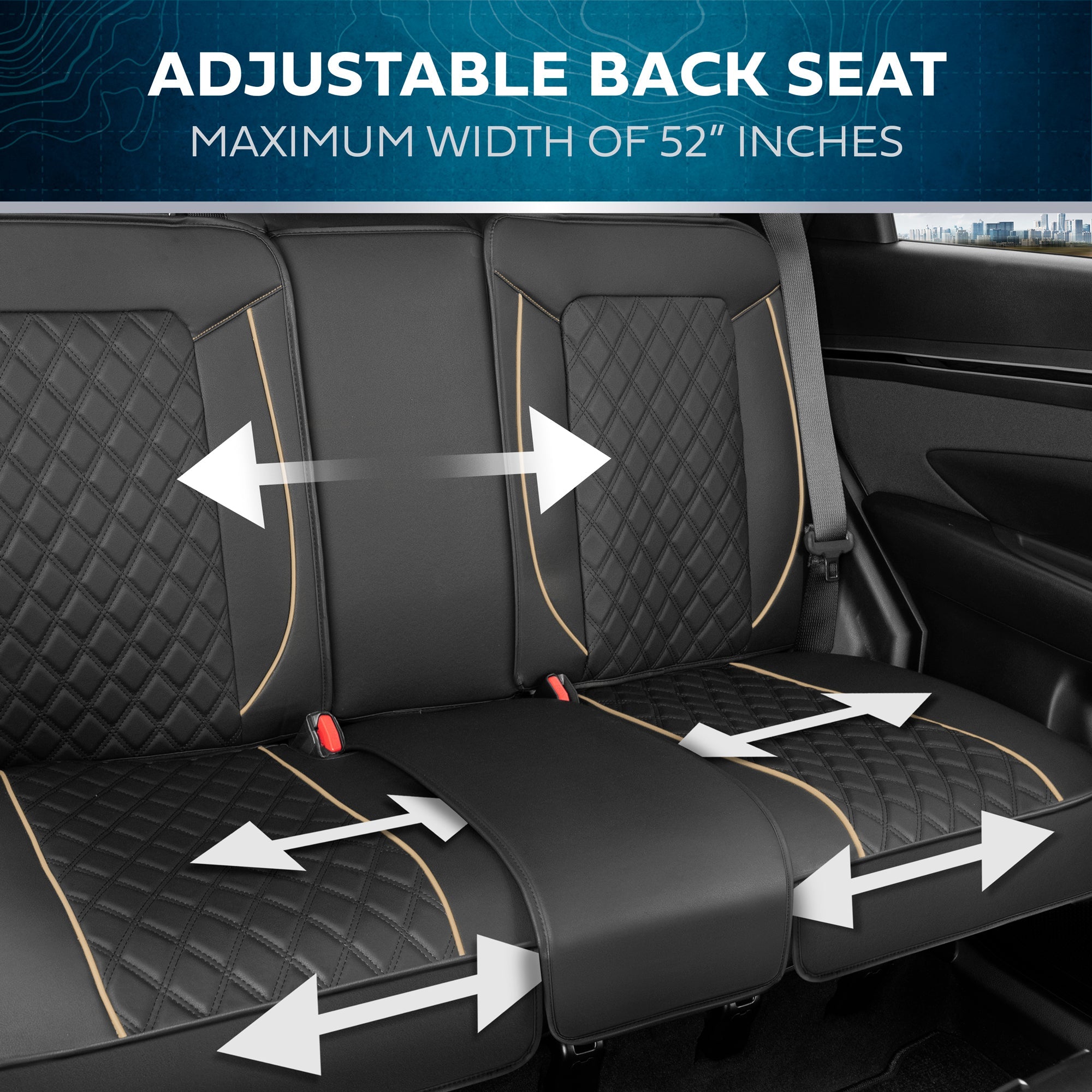 MotorBox 7-piece Prestige Edition Premium Faux Leather Diamond Stitched Cushion Rear Seat Covers