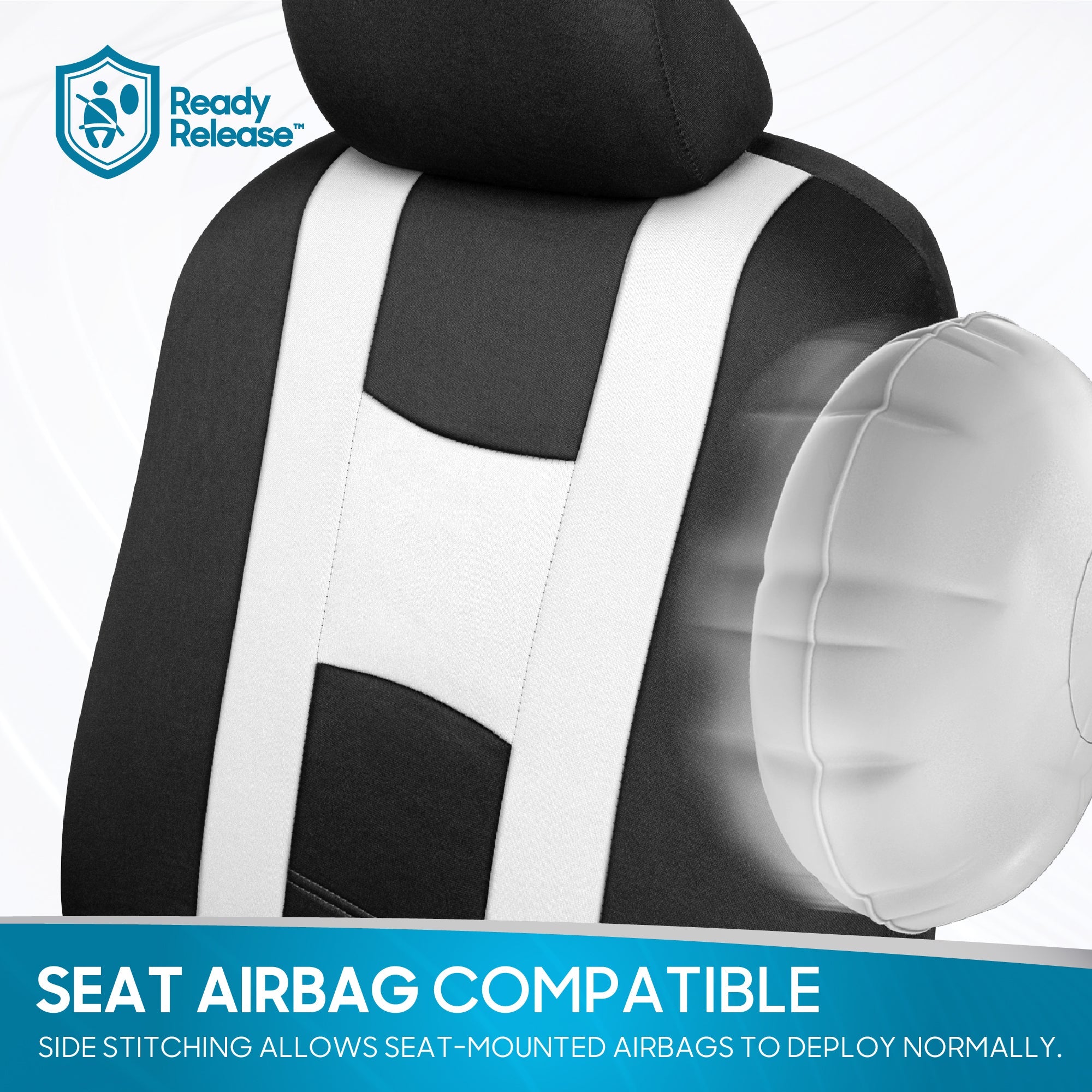 BDK 9-Piece Rome Sport Front Seat Covers and Rear Seat Covers - Black/White