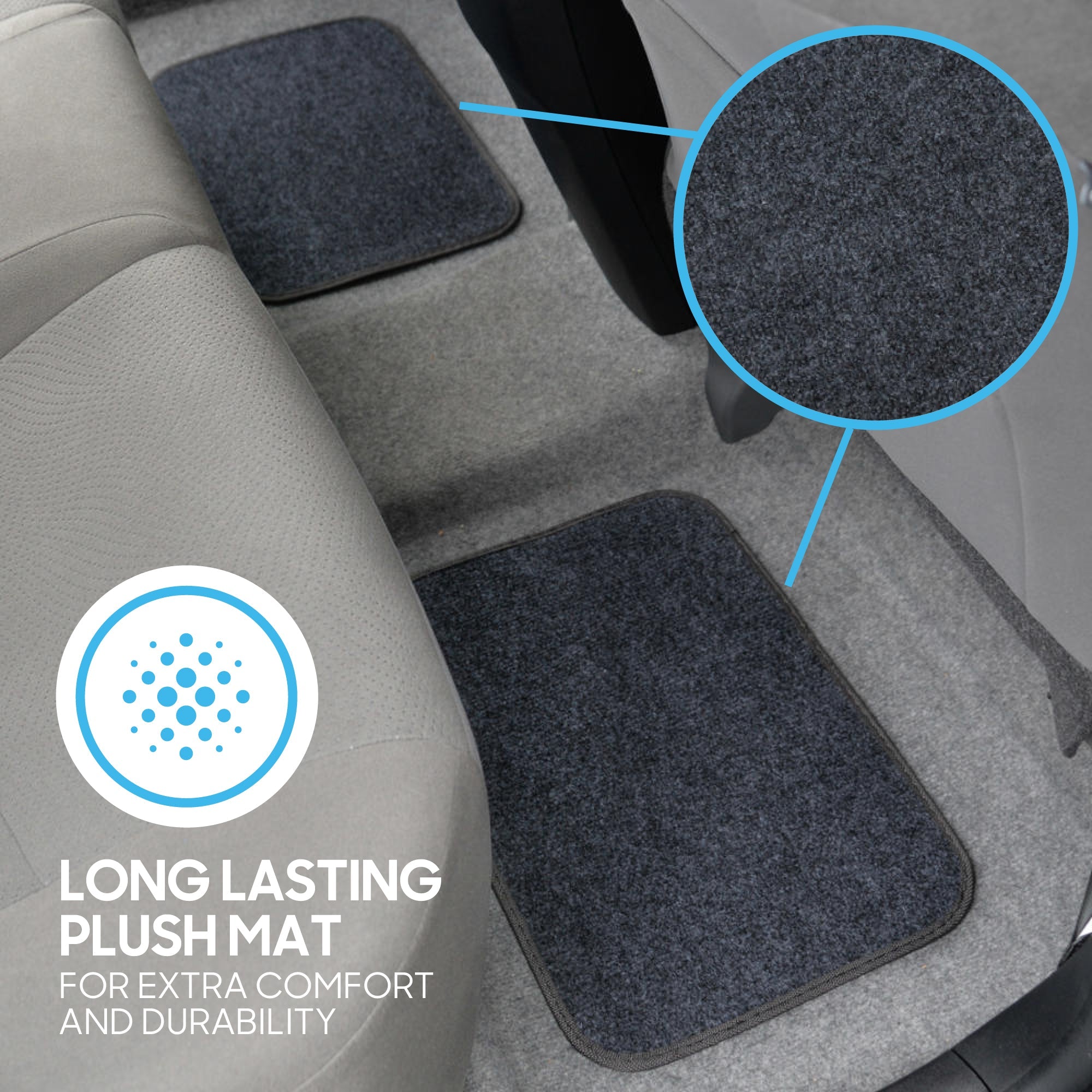 BDK 4-Piece Premium Carpet Non-Slip Heel Pad Front Floor Mats and Rear Floor Mats
