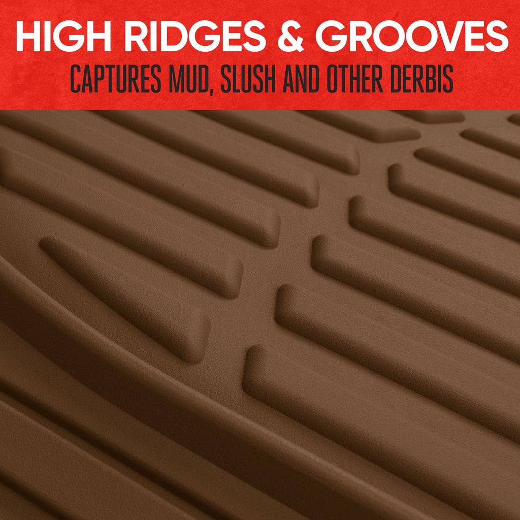 MotorTrend 3-Piece FlexTough Deep Dish Front Floor Mats and Rear Floor Mat - Heavy Duty, All Weather, Trim to Fit