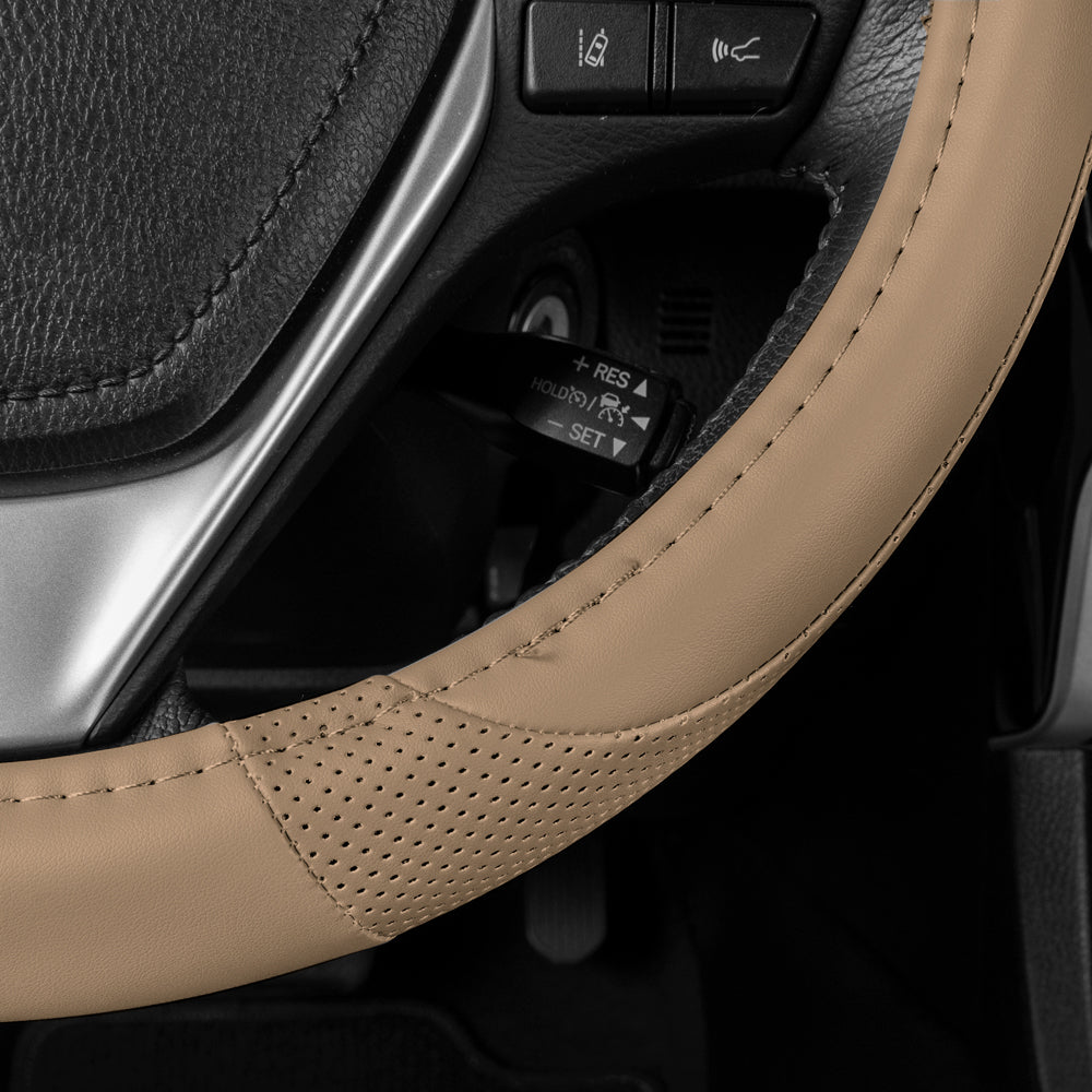MotorTrend Soft Touch Perforated Microfiber Steering Wheel Cover (Fits 14.5" - 15.5")