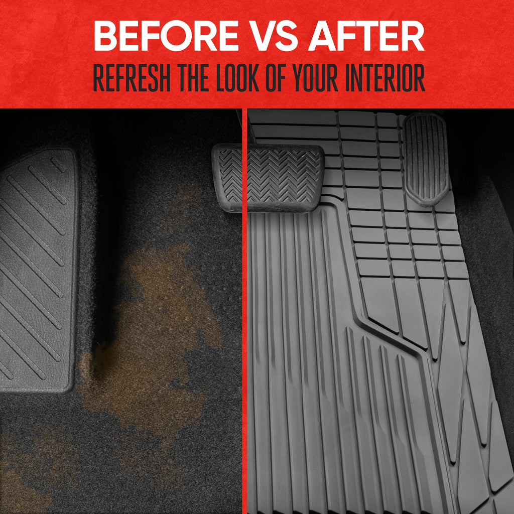 MotorTrend 3-Piece Raised Ridge Multi-Channel Front Floor Mats and Rear Floor Mat - Heavy Duty, All Weather, Trim to Fit
