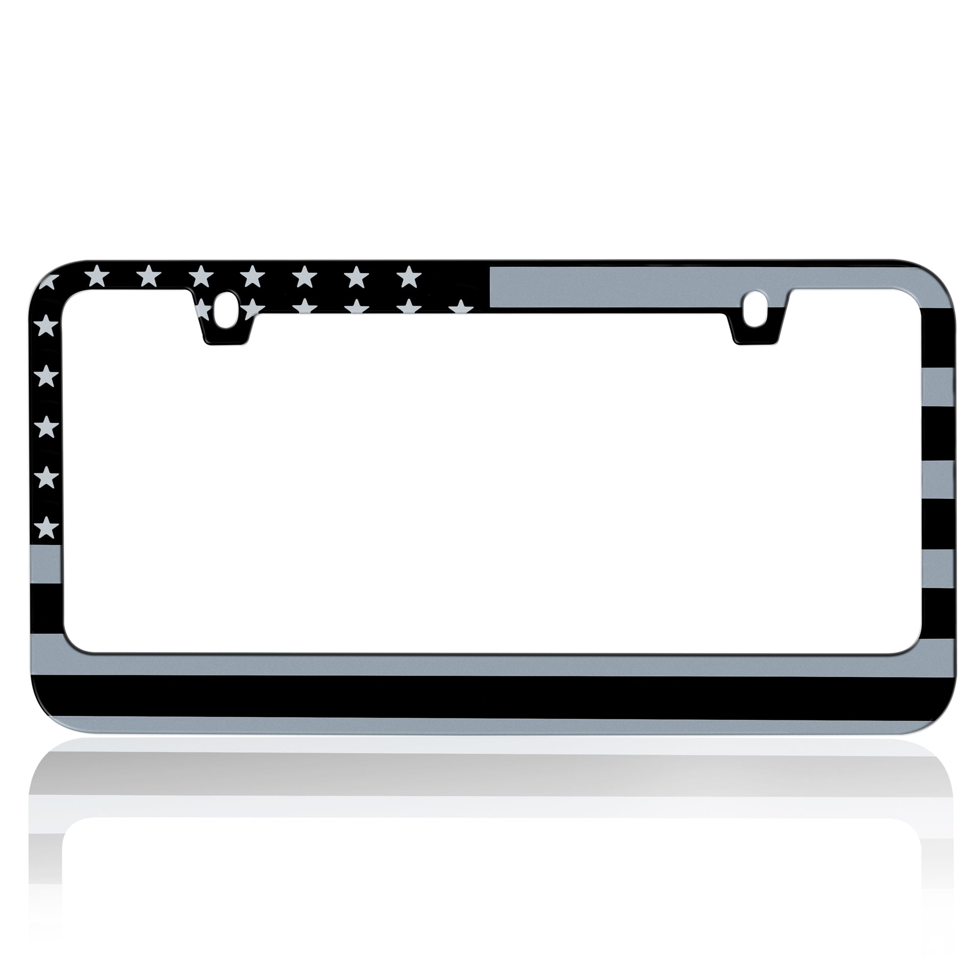 Chrome Plated Rust-Proof Die-Cast Stainless Metal License Plate Frame/Holder Universal Size - Blank Metal Design (Pack of 2)