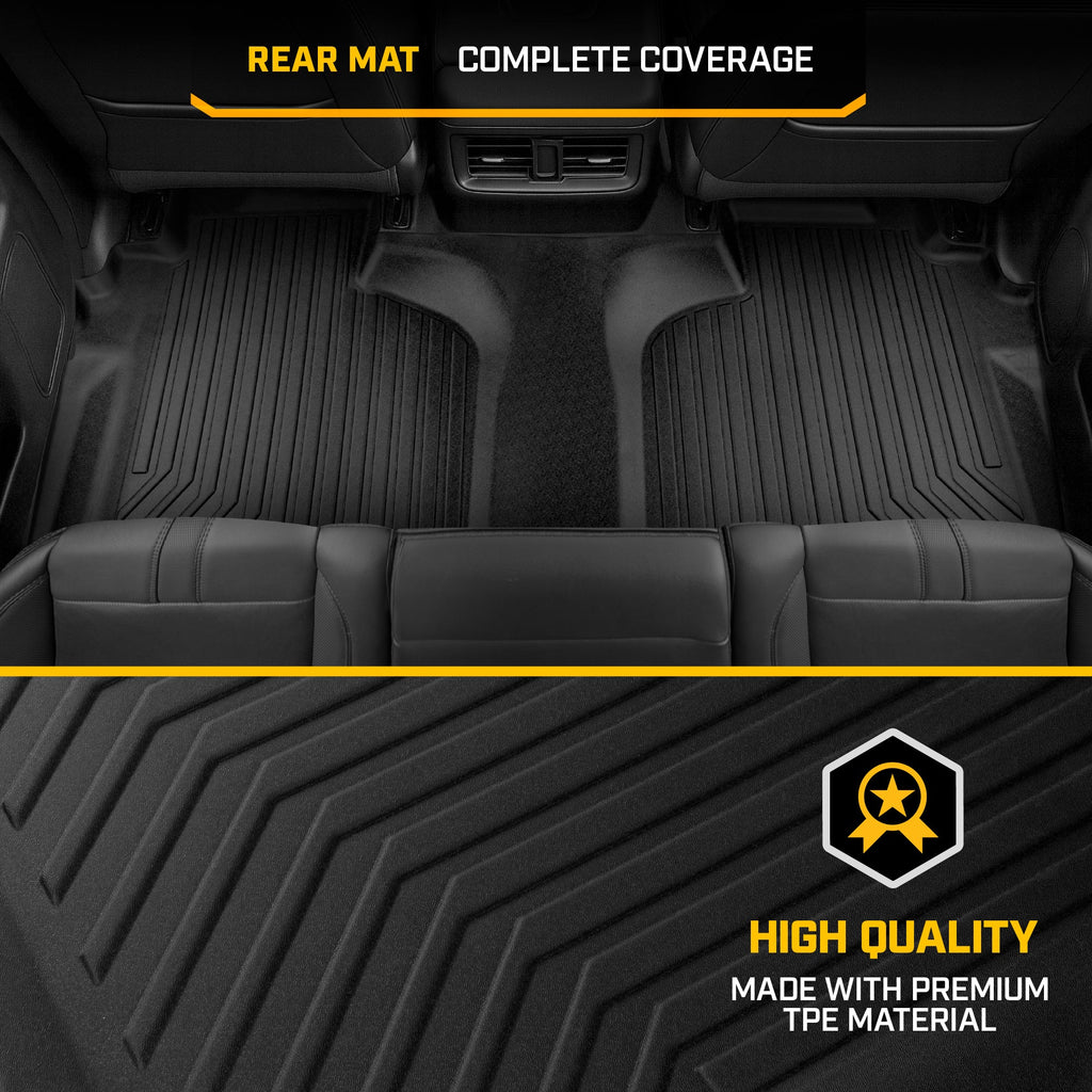 CAT® JustFit™ 3D Custom Fit Bench Floor Mat for 2019-2026 Chevrolet Silverado 1500/GMC Sierra 1500 & 2020-2026 Chevy Silverado/GMC Sierra 2500HD/3500HD Crew Cab Rear Floor Liner Laser Measured