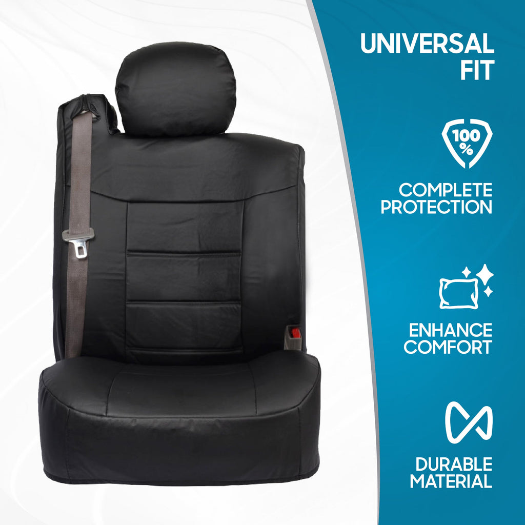 BDK 2-Pack Premium Faux Leather Front Seat Covers with Integrated Seatbelt Covers