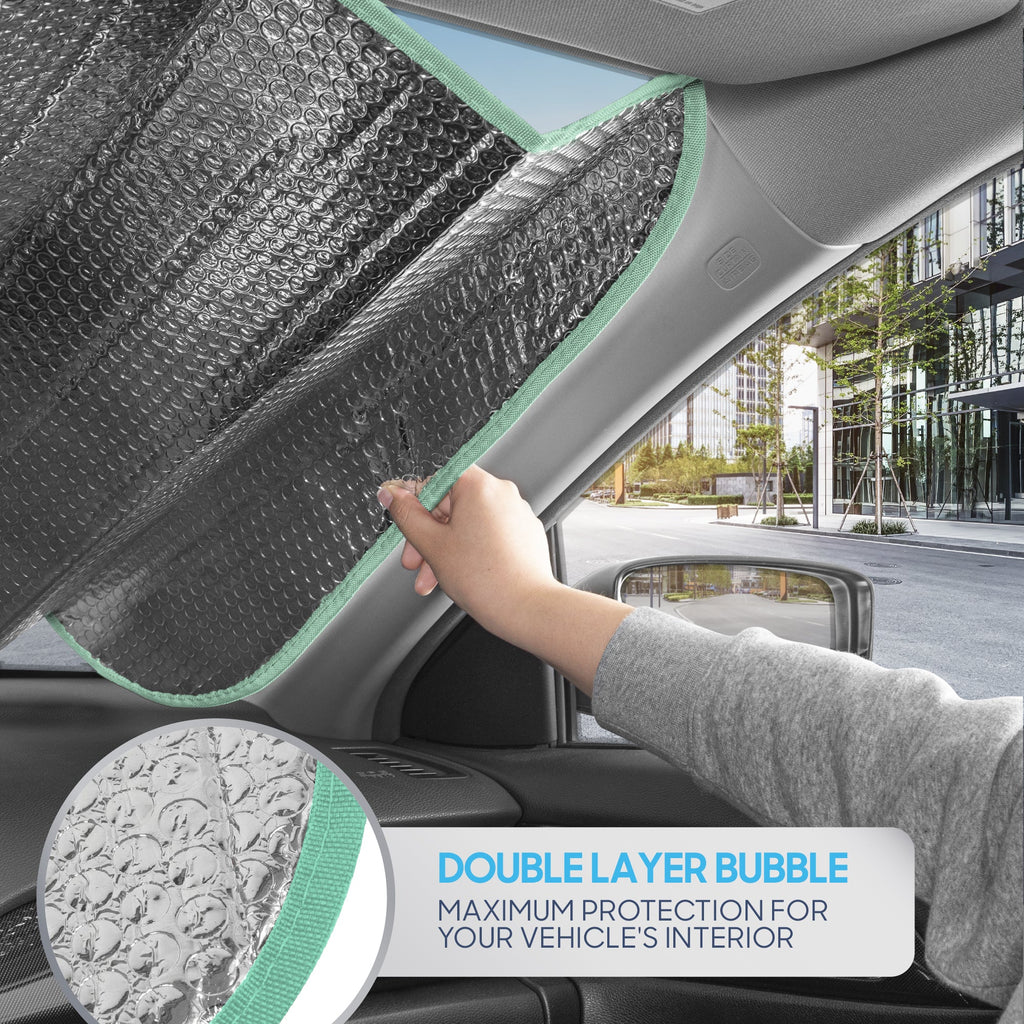 BDK Iridescent Mermaid, Hologram Foil, Chameleon Front Windshield Sun Shade, Double Bubble Accordion Folding Auto Sunshade for Car Truck SUV 58 x 27 Inch