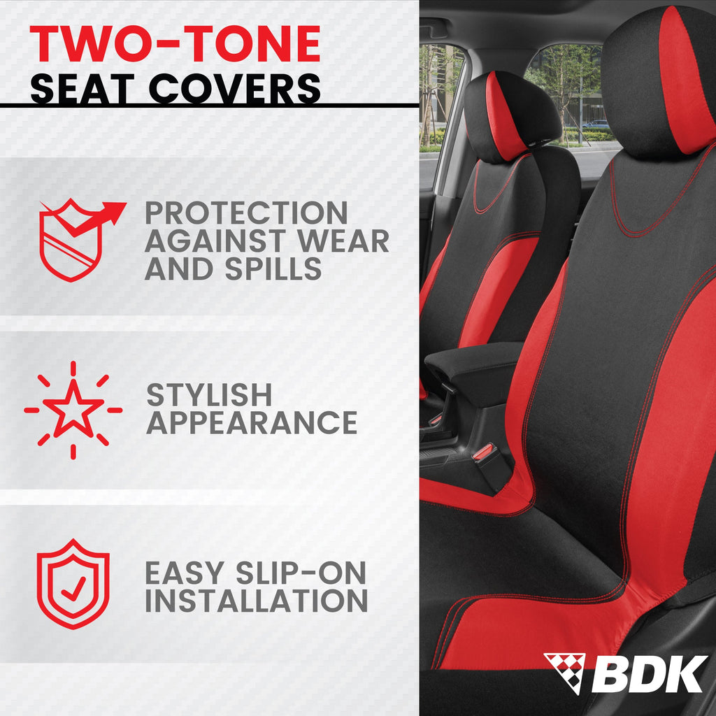 BDK 9-Piece UltraSleek Two-Tone Front Seat Covers and Rear Seat Covers
