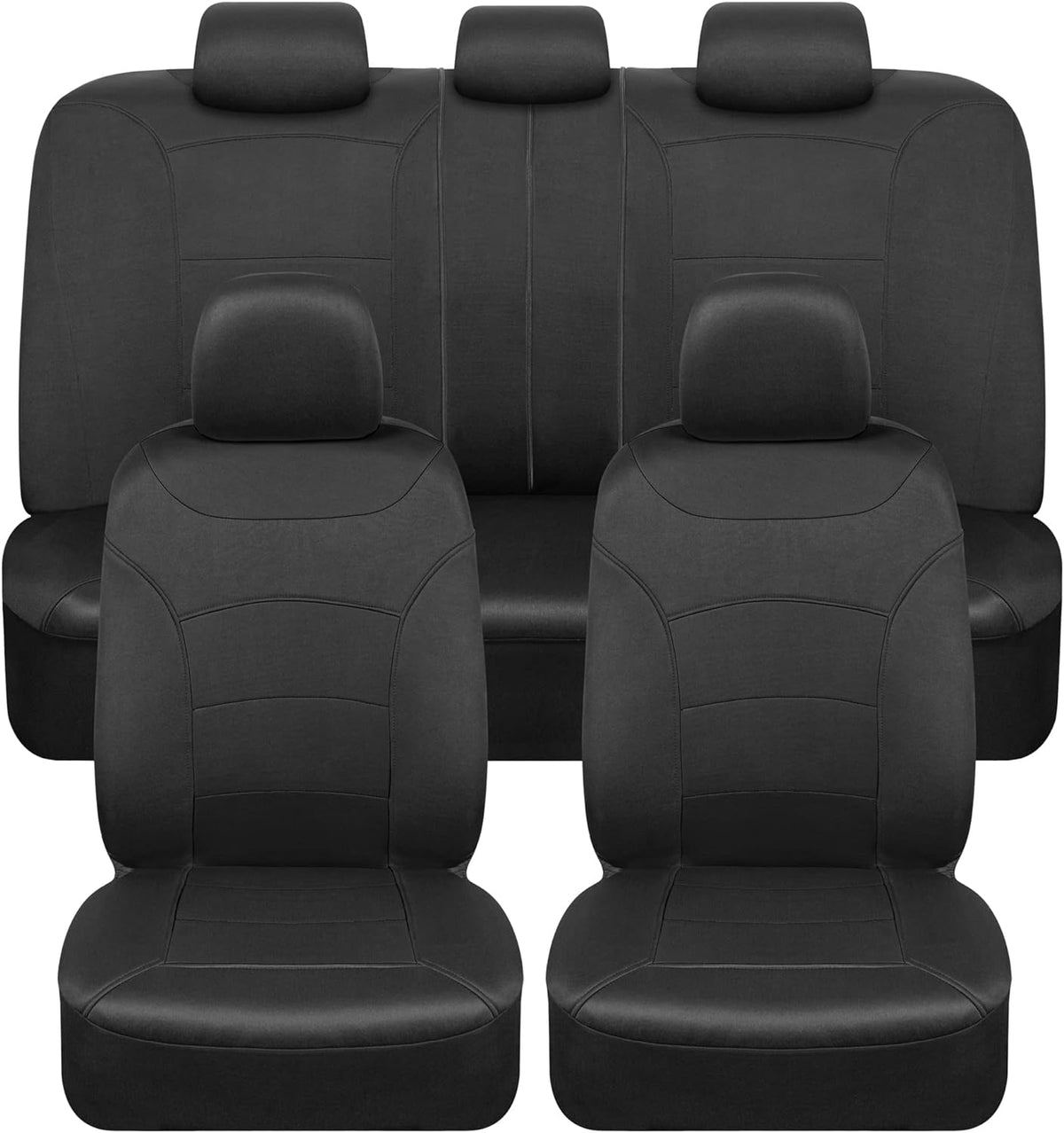 BDK carXS Turismo Car Seat Covers Full Set, Beige Two-Tone Front Seat Covers with Split Rear Bench Back Seat Cover, Automotive Seat Covers for Trucks SUV Van Auto (Multiple Colors)