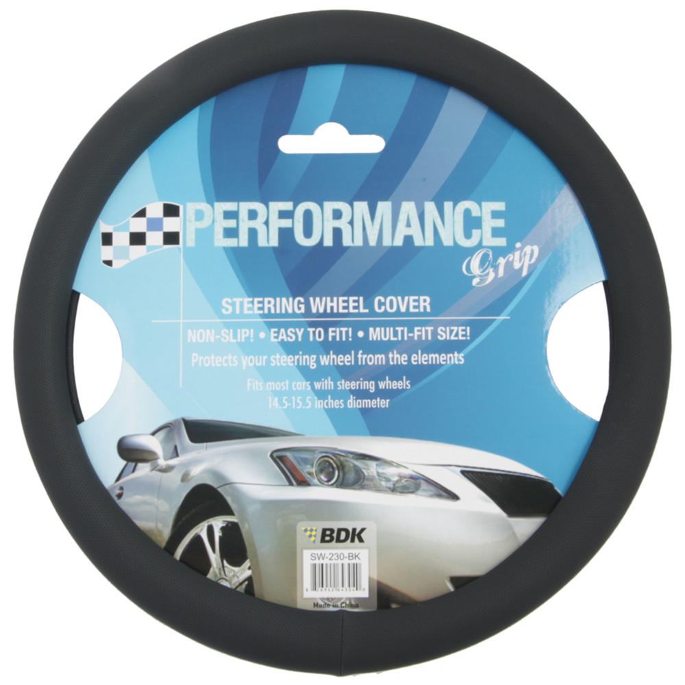 BDK Sporty Faux Leather Soft Grip Steering Wheel Cover (Fits 14.5" - 15.5")