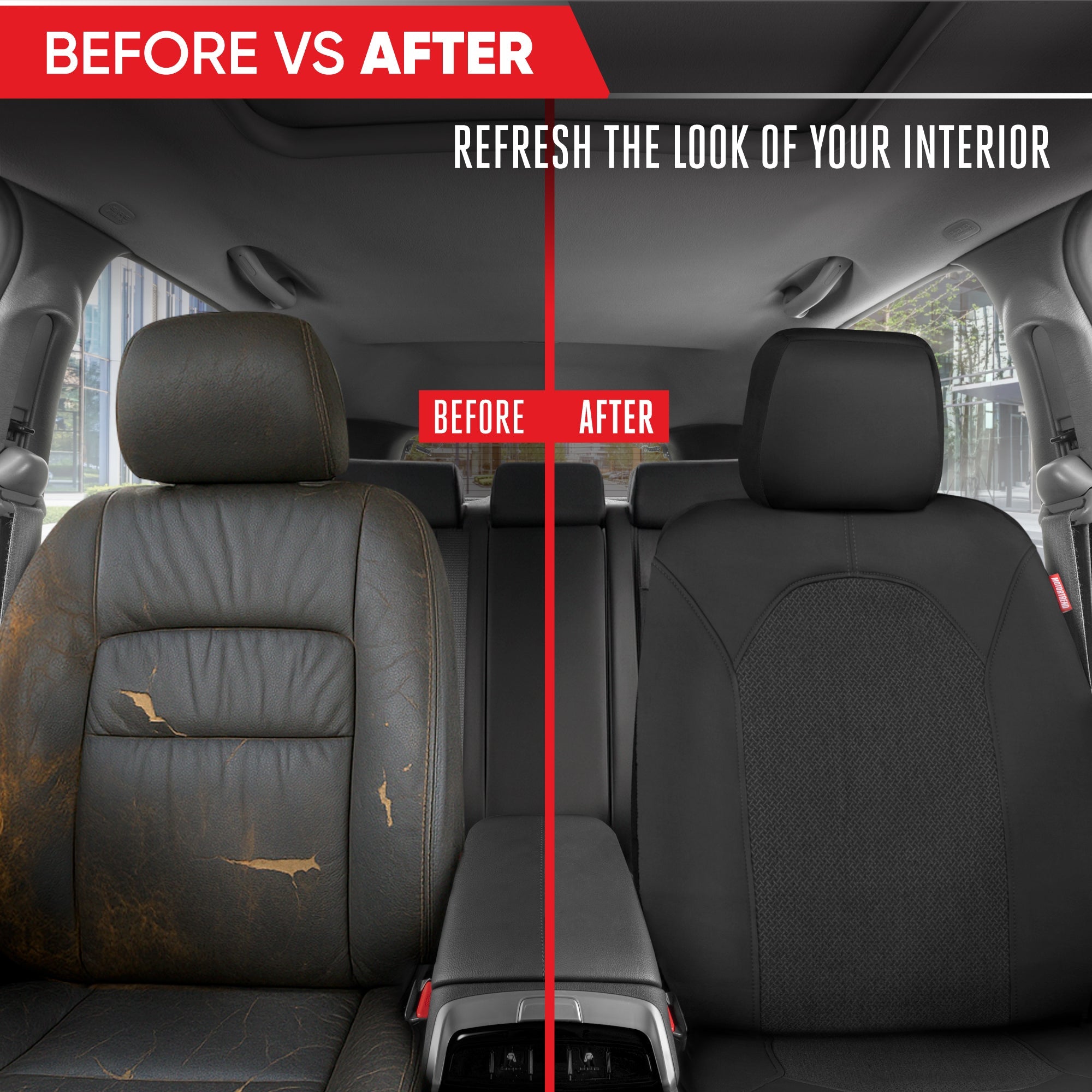 Motor Trend Black Car Seat Covers Set - 2 Front Seats – Spill-Proof Neoprene CarSeat Cover Protector for Cars – Automotive Car Accessories Interior Covers for SUV & Small Trucks – Semi Universal Fit
