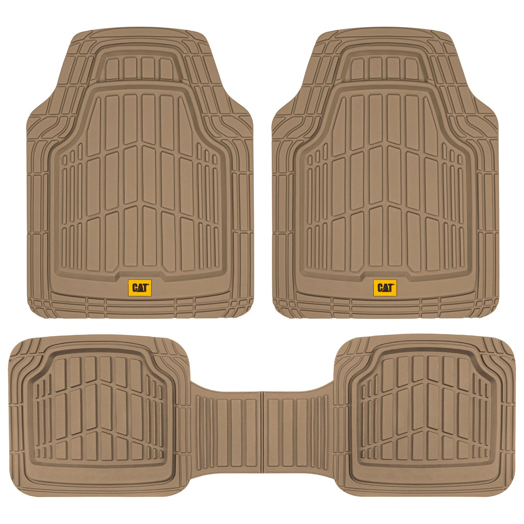 CAT 3-Piece ToughRide Rubber Front Floor Mats and Rear Floor Mats - Heavy Duty, All Weather, Trim to Fit