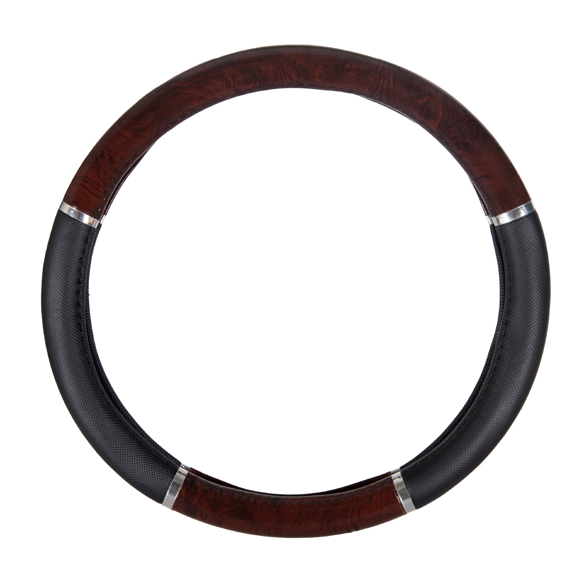 BDK Two-Tone Woodgrain Pattern Steering Wheel Cover (Fits 14.5" - 15.5")